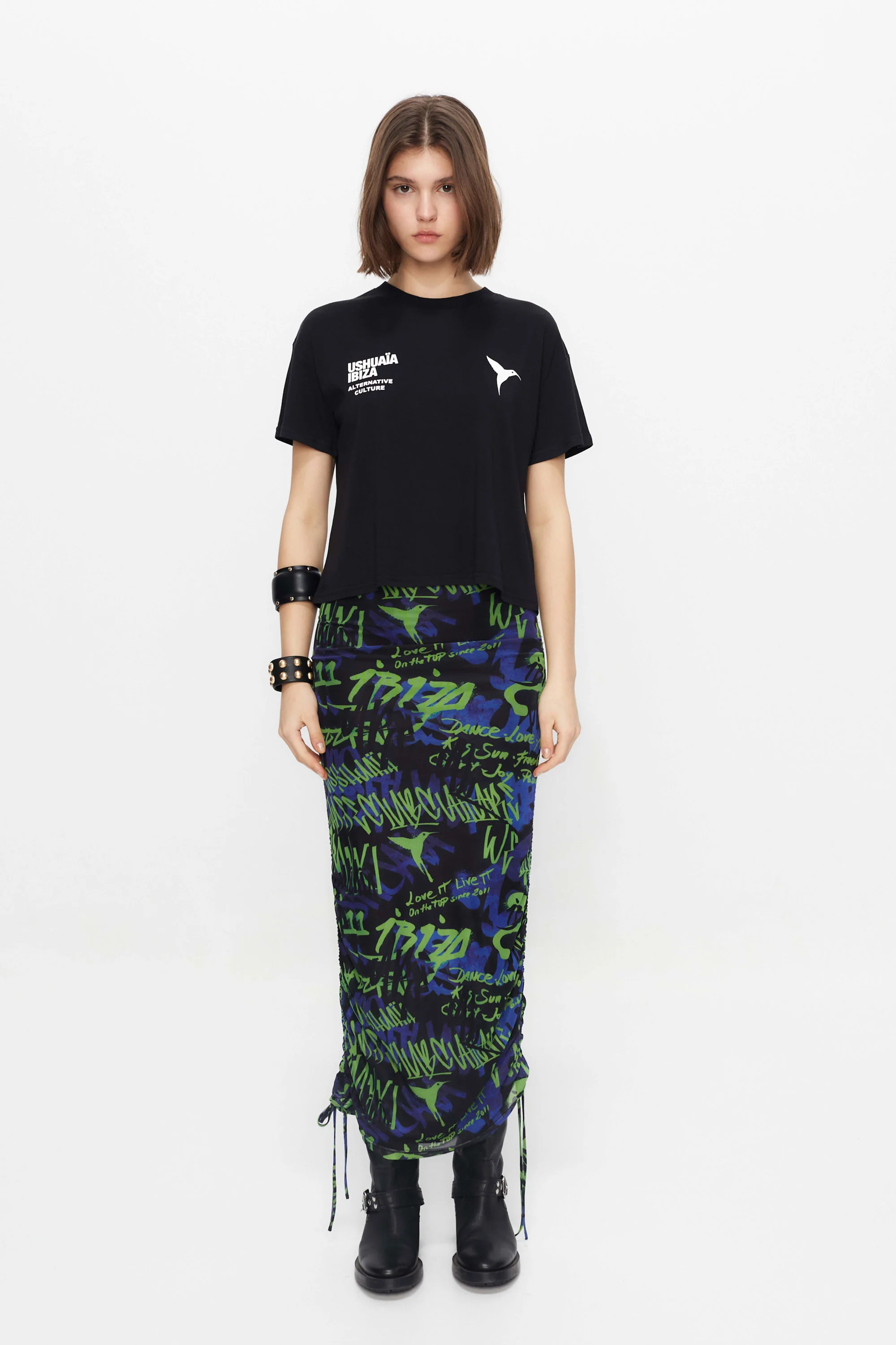 PLEAT PRINT SKIRT