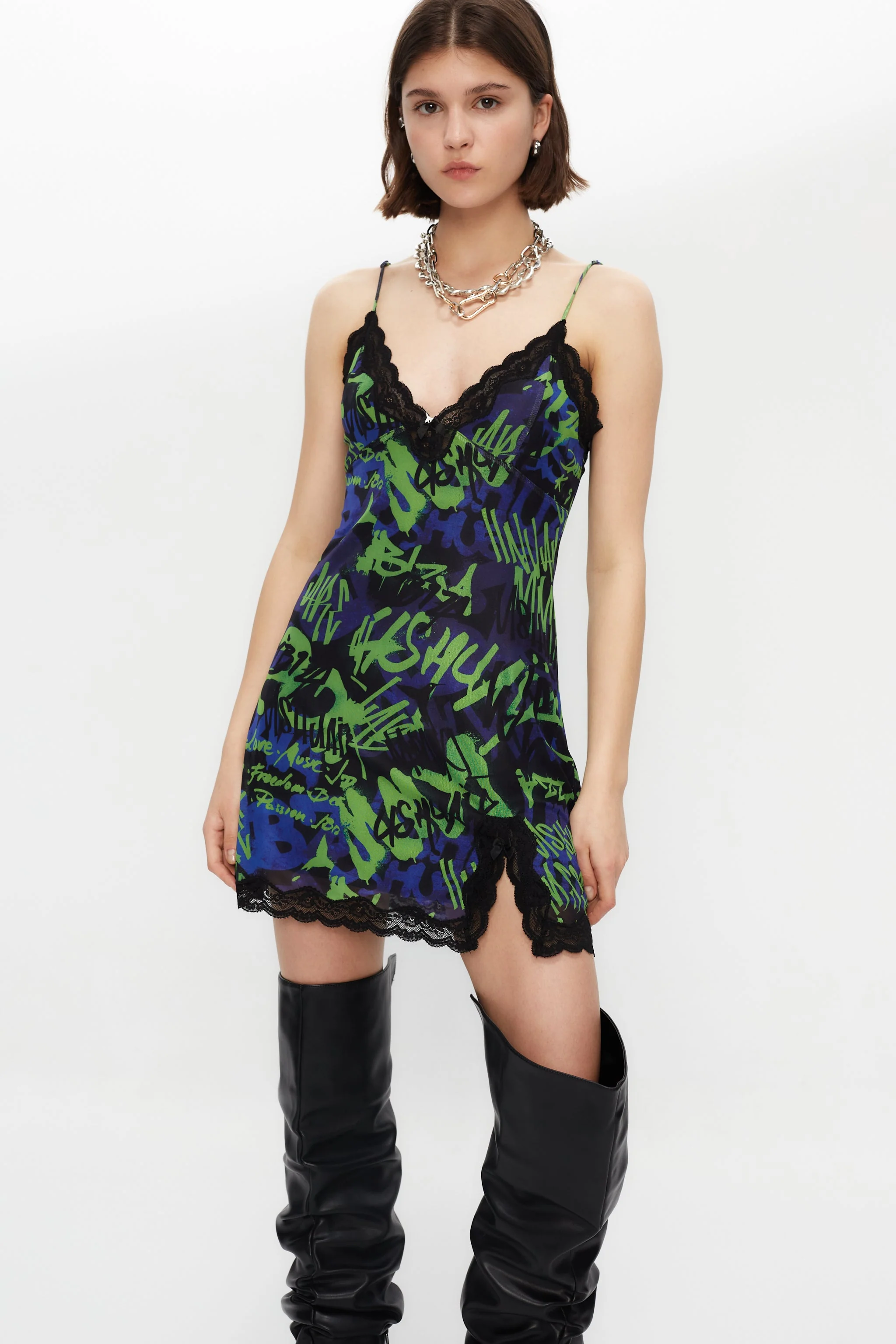 PRINT MESH LACE DRESS - Image 2