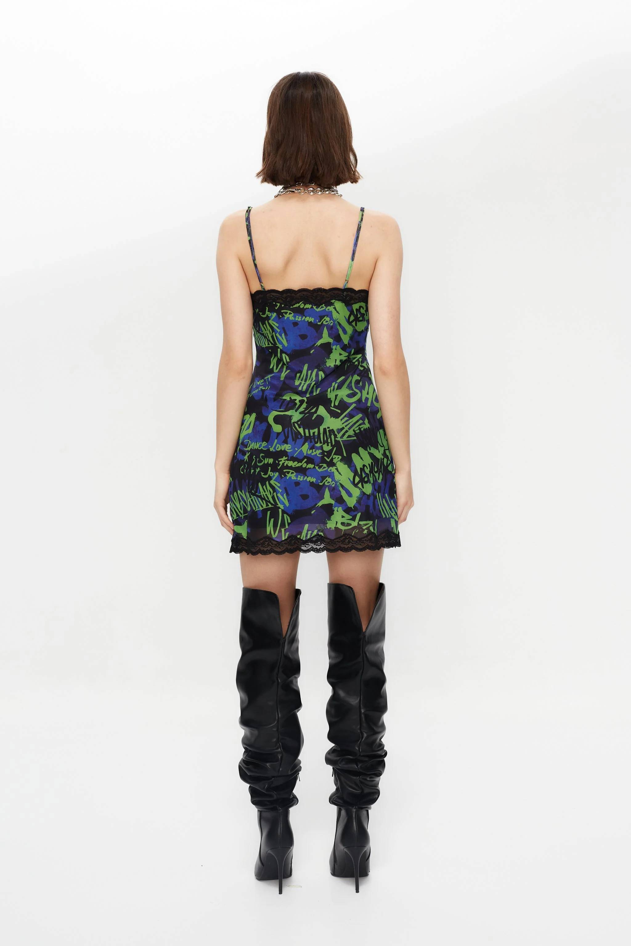 PRINT MESH LACE DRESS - Image 4